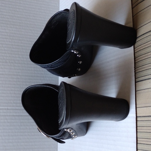 Coach Black Fabric and Leather Mules with Chunky Heel 9.5 - Picture 4 of 12